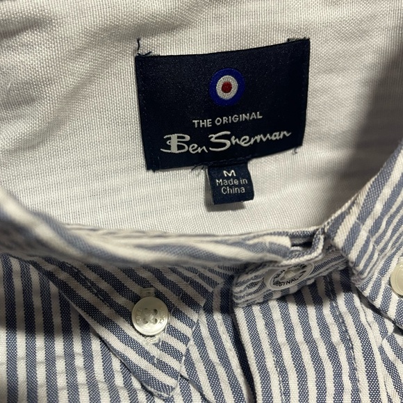 Ben Sherman Men's Short Sleeve Striped Button Up Size Medium - Picture 4 of 6